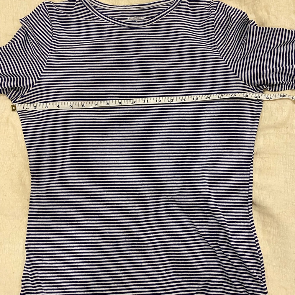 Kim Rogers Breton Stripe Top L | Navy White Nautical Shirt - Picture 3 of 5